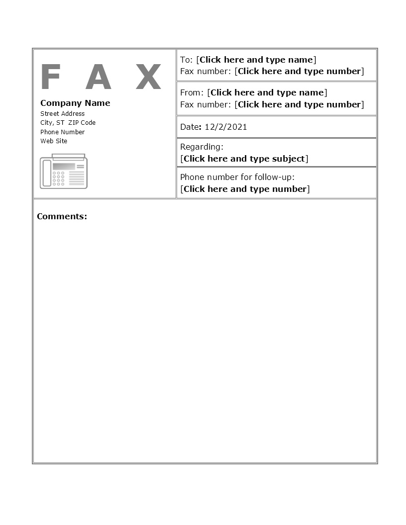 Busines Fax Cover Sheet Template